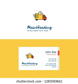 Flat On time delivery Logo and Visiting Card Template. Busienss Concept Logo Design