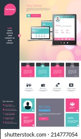 Flat One page website design template. All in one set for website design that includes one page website templates