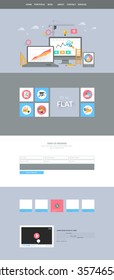 Flat One Page Website Interface. Buttons, icons, flat design elements