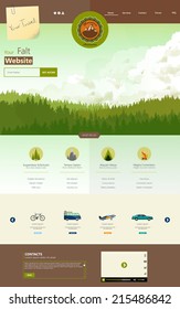 Flat One Page Website Template with pineforest background 