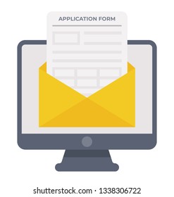 Flat online application form icon vector 
