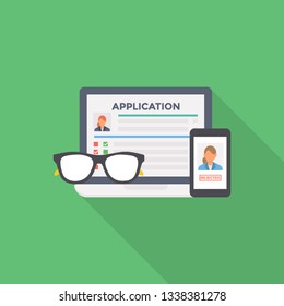 Flat online application form illustration vector, online registration