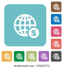 Flat online dollar payment icons on rounded square color backgrounds.