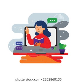 Flat Online Learning People Illusration