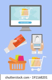 flat online shopping concept