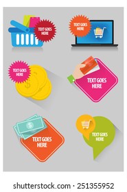 Flat Online shopping icons. vector