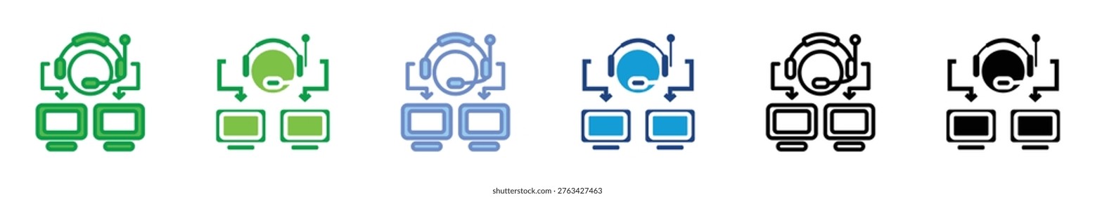 Flat online support icon representing customer service, help desk assistance, and digital communication support systems.