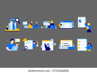 Flat Online Survey Illustration Element