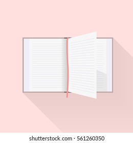 Flat open blank note book