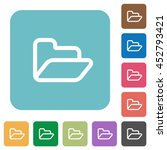 Flat open folder symbol icons on rounded square color backgrounds.