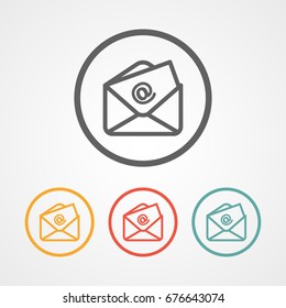 flat open mail with envelope trendy stroke icon