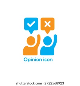 Flat Opinion Icon with Two People, Check Mark and Cross Symbols for Feedback, Voting, Decision Making, Survey Apps Online

 - Powered by Shutterstock - Get 15% off with code: PIKWIZARD15