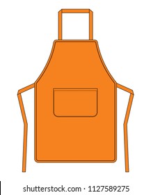 Flat Orange Apron With One Pocket Vector For Template