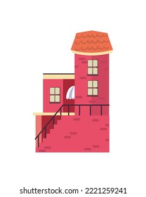 flat orange building over white