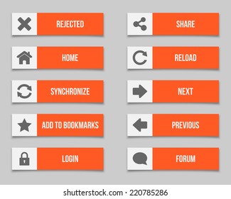 Flat orange buttons set