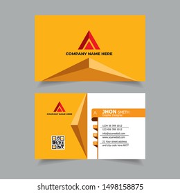 Flat Orange Colour Business card template - Vector