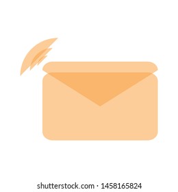 Flat orange electronic mail with internet signal for e-mail address sign on resume.