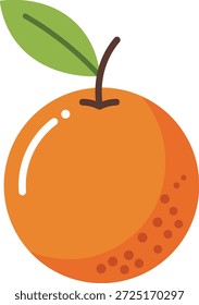 Fruta de naranja plana con hoja verde y alimento de tallo marrón