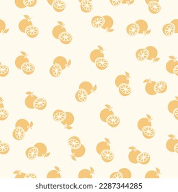 Flat orange fruit seamless pattern. Tropical fruits seamless pattern. Colorful vector summer seamless pattern with fruits illustration
