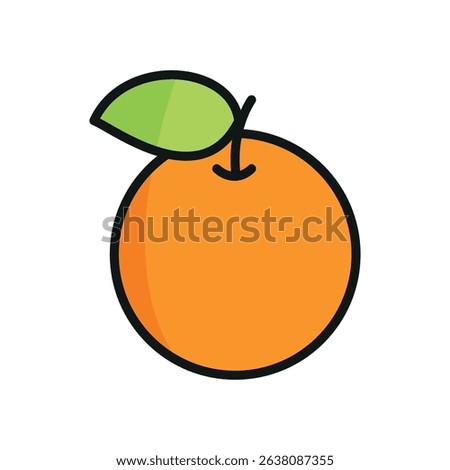 Flat orange icon, ideal for citrus fruit, juice, healthy food, summer, vegan, or organic product visuals.