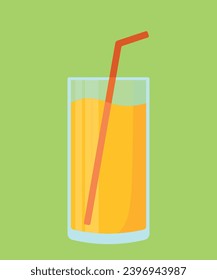Flat Orange Juice Animated Cartoon Icon. Refreshing Drink Vector illustration for Summer Beach Party Element Decoration