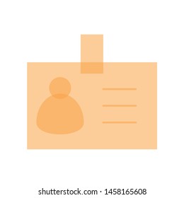 Flat orange name tag icon vector design for name and personal information sign. 