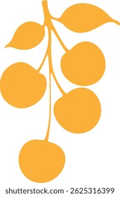 Flat Orange Silhouette of Berry or Fruit Cluster – Minimal Botanical Illustration
