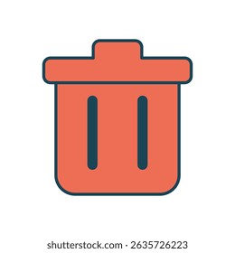 Flat Orange Trash Can Symbol Representing the Deletion or Removal Functionality in Digital Applications