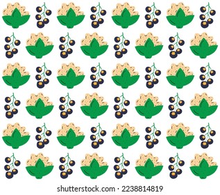 Flat organic doodle pattern background. Hand drawn vegetable background. Hand drawn abstract vegetable pattern.