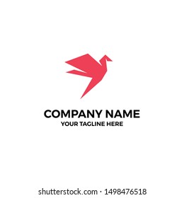 Flat Origami Paper Bird Vector Abstract Illustration Logo Icon Design Template Element