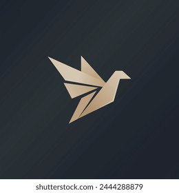 Flat Origami Paper Bird Vector Abstract Illustration Logo Icon Design Template Element