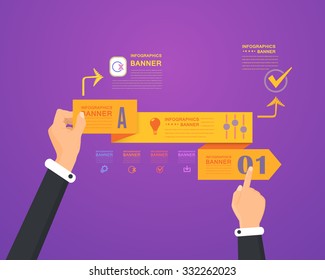 Flat Origami Paper Infographics Template
