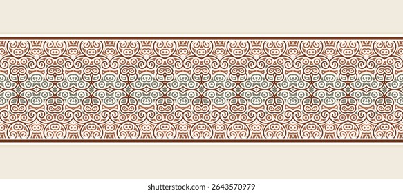 Flat ornament style ethnic seamless borders