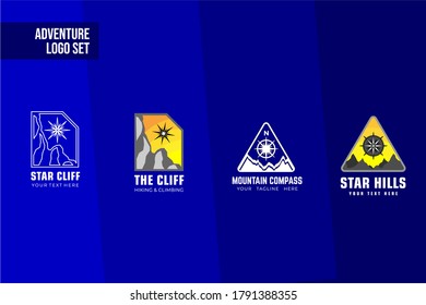 Flat Outdoor Activity Logo Set in mountain illustration design concept for your business, adventure team, scout team and many more