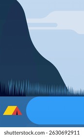 Flat outdoor boho landscape wall art illustration background. Minimalistic aesthetic landscape boho illustration