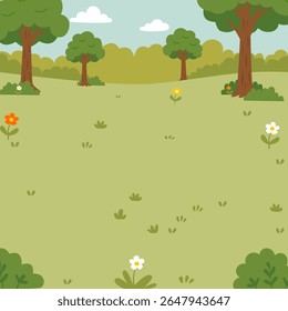 Ilustración de bosque al aire libre plana adecuada para el tema del patio de recreo