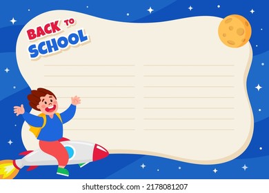 Flat outer space background for back to school event