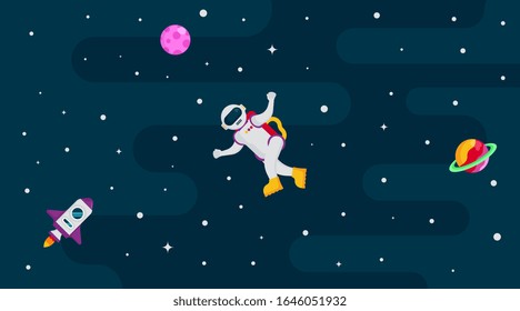 Flat outer space background illustration. Colorful space illustration vector