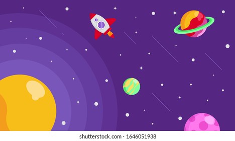 Flat outer space background illustration. Colorful space illustration vector