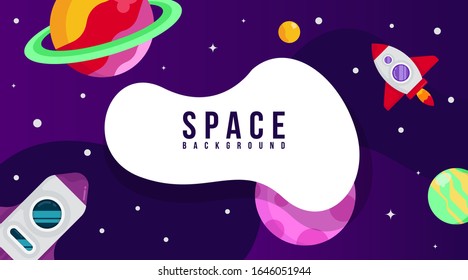 Flat outer space background illustration. Colorful space illustration vector