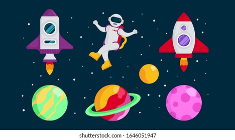 Flat outer space background illustration. Colorful space illustration vector