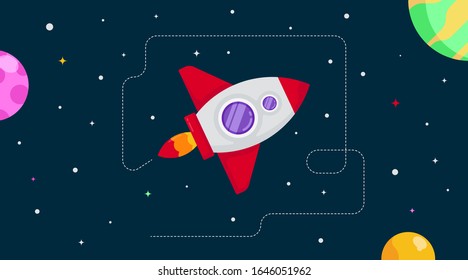 Flat outer space background illustration. Colorful space illustration vector