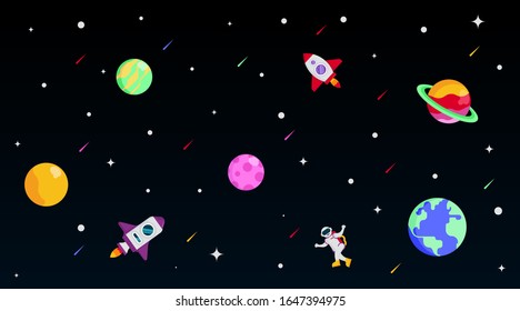 Flat outer space background illustration vector