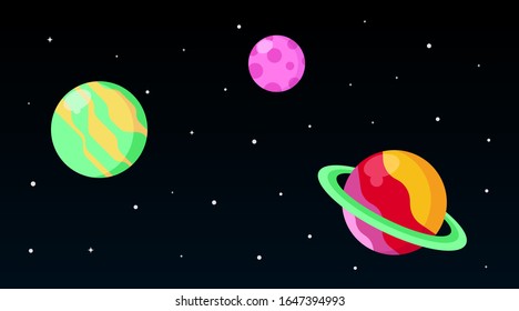 Flat outer space background illustration vector