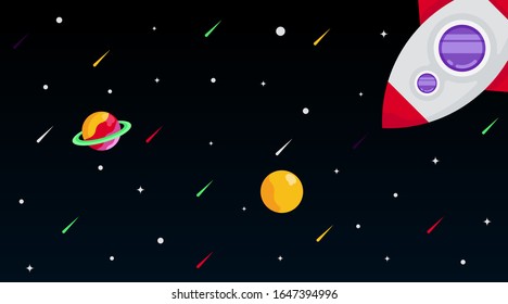 Flat outer space background illustration vector
