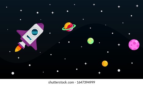 Flat outer space background illustration vector
