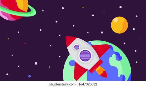 Flat outer space background illustration vector