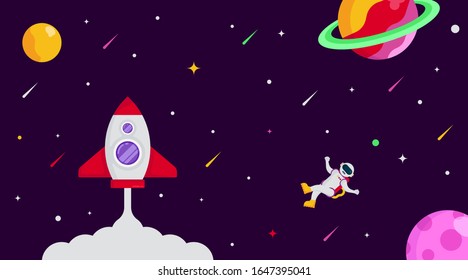 Flat outer space background illustration vector