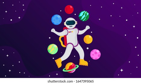 Flat outer space background illustration vector