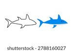 Flat Outline and Colored Shark Icon